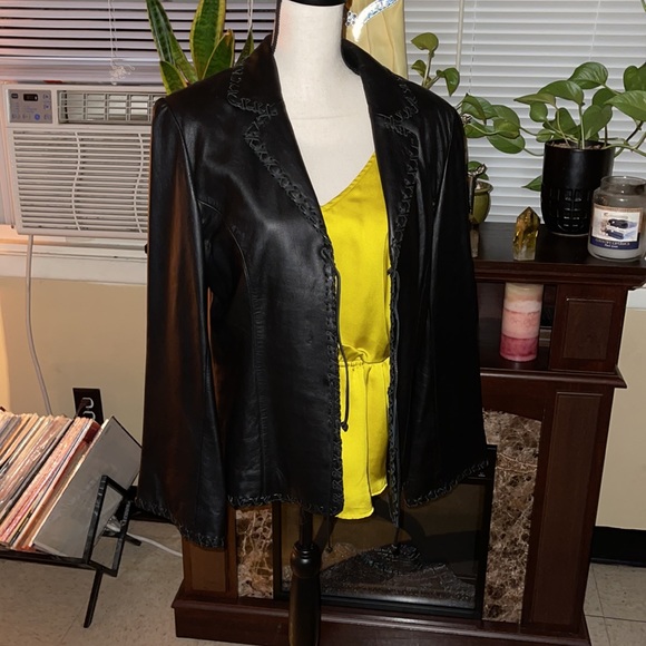 Black Genuine Leather Jacket - Picture 4 of 8